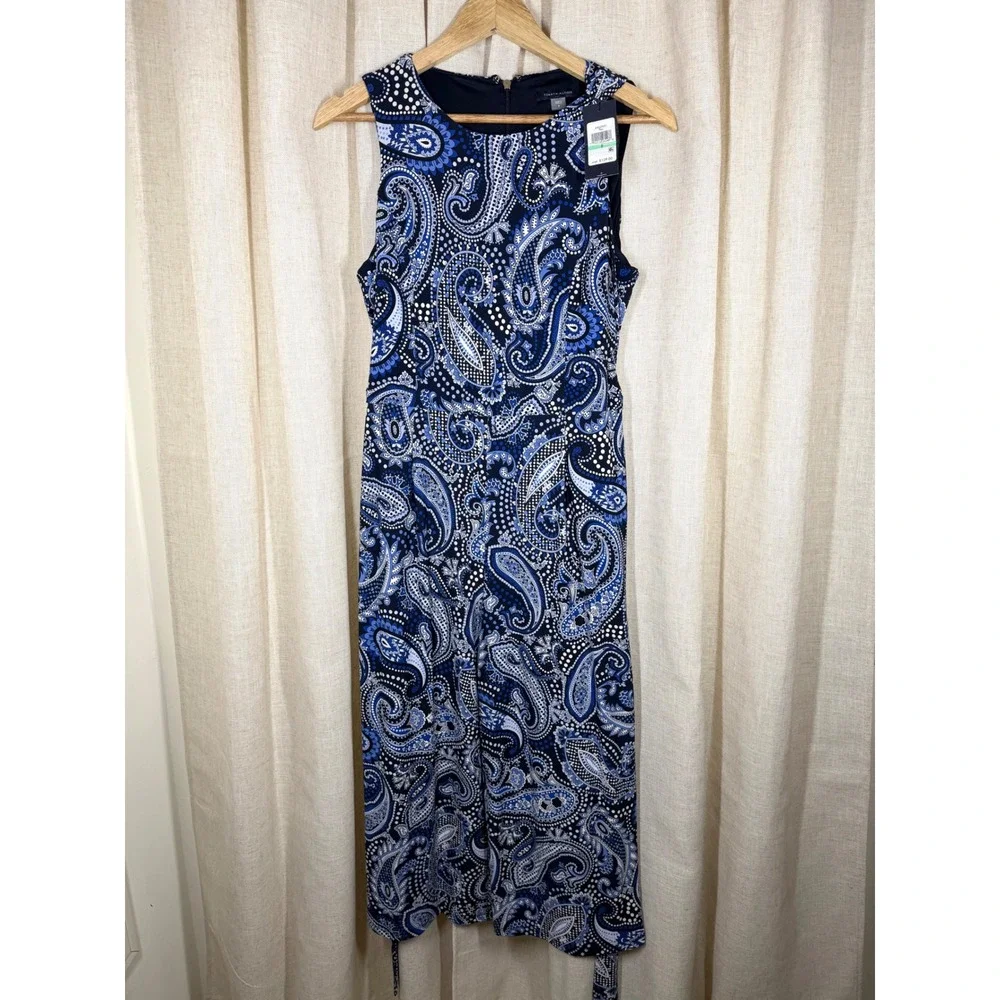 Tommy Hilfiger NWT Blue Paisley Belted Cropped Wide Leg Jumpsuit Sz 8 Resortwear